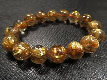 g4000円最高級★黄金【タイチンルチル】水晶ブレスレットM★12mm 定価20万円