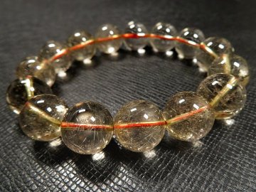 g260円★【ゴールドルチル】金針水晶ブレスレットM★14mm 定価1.7万円