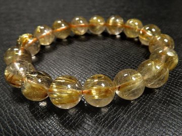 g1500円★黄金【タイチンルチル】水晶ブレスレットM★12mm 定価6.9万