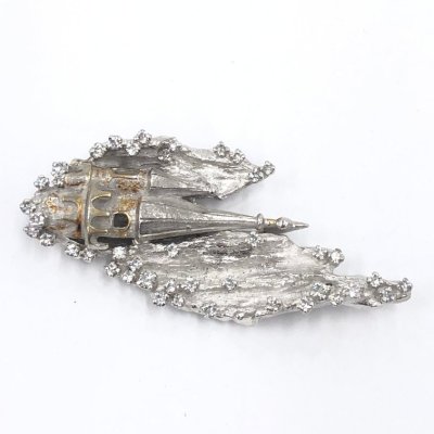 岩倉康二 ダイヤ ブローチ K18WG/PT900/K18刻印あり 総重量23.25g【DLAJ5029】