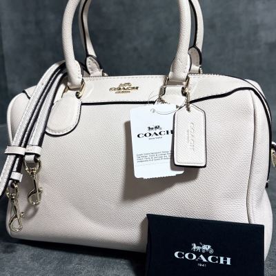 1円【 タグ付き 未使用品 】コーチ COACH ハンドバッグ ショルダーバッグ 2way ミニボストンバッグ レザー ホワイト系 レディース