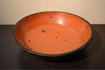 【GE】E849【コレクター所蔵品】時代 根来鉢/日本美術 根来塗 漆器 漆芸 盆 骨董品 時代品 美術品 古美術品 kk