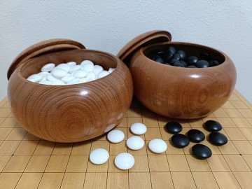 ☆彡美品◇日向特製 本蛤碁石 『３６』号 ★欅超特大碁笥セット 