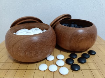 ☆彡美品◇日向特製 本蛤碁石 『３３』号 ★花梨特大碁笥セット