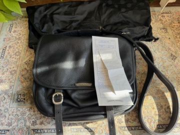 【正規品本物インボイス】 CHROME HEARTS SOFT SHOULDER BAG-SML レザー クロムハーツメッセンジャー ソフト ショルダー バッグ ブラック