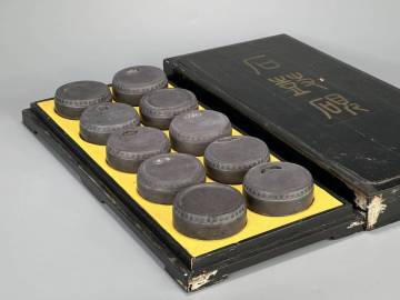 UD04S25　中国美術　書道具　文房具　石鼓硯　古硯　十点セット　時代硯　共箱付　唐物　