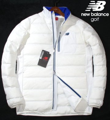 新品 冬物 XL 定価2.86万▼ ニューバランス ゴルフ NEW BALANCE GOLF 立衿 ダウンジャケット リアルダウン 撥水 中綿入り 白 青 メンズ LL