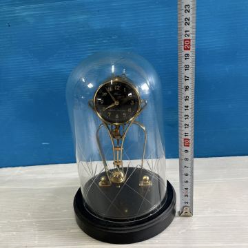 ガラスドーム 置時計 ゼンマイ時計 アナログ時計 振子時計 アンティーク レトロ インテリア 動作確認済み ガラスドーム設置部、痛みあり
