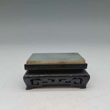 中国美術　紫檀銀象嵌嵌白玉 花台　墨床　 文房具 書道具 文房四宝 端渓硯　本紫檀　　時代物