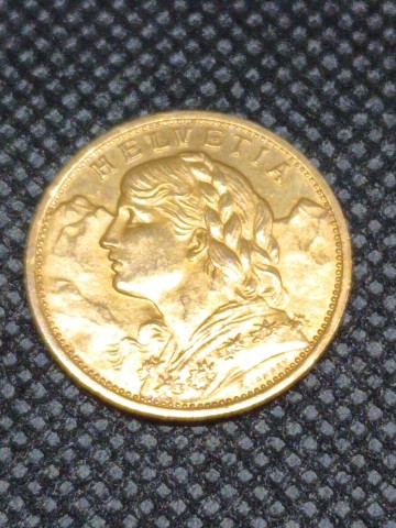 金貨 1922年 スイス 20フラン金貨 アルプスの少女 ブレネリ アンティーク コイン ゴールド