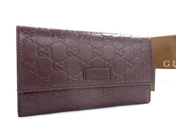 1円 ■新品■未使用■ GUCCI グッチ 203573 3731 グッチシマ レザー 二つ折り 長財布 ウォレット 札入れ 小銭入れ ブラウン系 FS7967