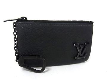 1円 LOUIS VUITTON ルイヴィトン M81031 アエログラム ポシェット クレ コインケース コインパース 小銭入れ メンズ ブラック系 FT3897