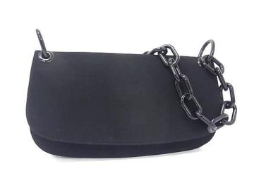 1円 PRADA プラダ キャンバス プラスチックチェーン クロスボディ ショルダーバッグ 斜め掛け レディース ブラック系 FN8551
