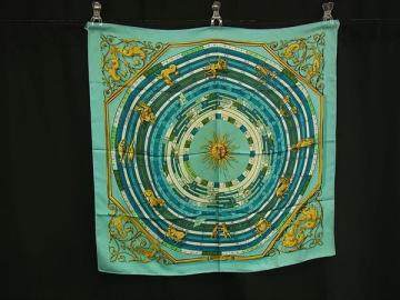 1円 HERMES エルメス DIES ET HORE【占星術】カレ90 シルク100% 大判 スカーフ ストール ショール ブルー系&times;マルチカラー FU7056