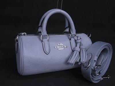 1円 ■新品同様■ COACH コーチ CJ571 レーシー レザー 筒型 2WAY クロスボディ ハンドバッグ ショルダー 斜め掛け ブルーグレー系 FR4727