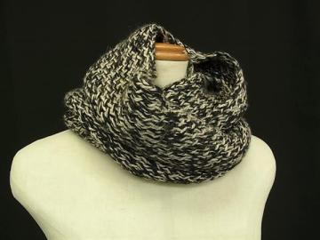 1円 ■極美品■ HERMES エルメス アルパカ60％&times;シルク40％ スヌード マフラー 防寒具 レディース メンズ ブラック系&times;グレー系 FP9962