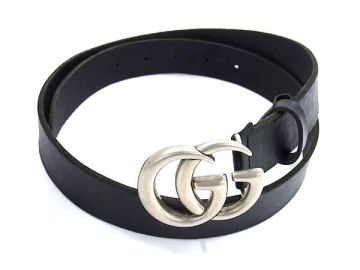 1円 GUCCI グッチ 414516 GGマーモント レザー ゴールド金具 ベルト 表記サイズ 85・34 ブラック系 FP9779
