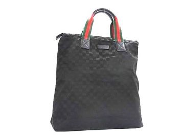 1円 ■極美品■ GUCCI グッチ 131233 シェリーライン GG柄 GGキャンバス&times;レザー ハンドバッグ トート ブラック系 FT4082