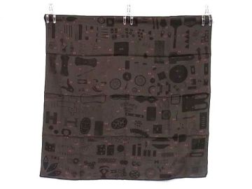 1円 ■新品同様■ HERMES エルメス カレ70 コットン58％&times;シルク42％ 総柄 スカーフ ストール ショール ダークグレー系 FN9677