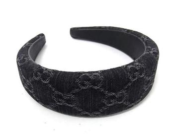 1円 ■美品■ GUCCI グッチ GGキャンバス カチューシャ ヘアアクセサリー レディース ブラック系 FV4900