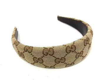 1円 ■美品■ GUCCI グッチ GGキャンバス カチューシャ ヘアアクセサリー レディース ブラウン系 FV4908