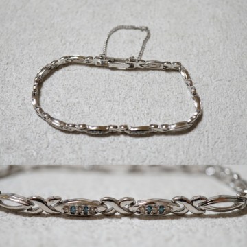 84 ブルーダイヤモンド 天然ダイヤモンド ブレスレット ヴィンテージ アクセサリー SILVER 925刻印 天然石 宝石 装飾品