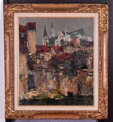 真作保証 / 浮田克躬 / シャルトル / 油彩10号 / 公式鑑定書付属 / 代表的構図の傑作 / 雰囲気・質感など画伯らしさ満点の逸品です！