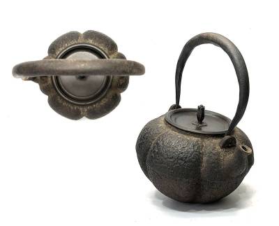 明治期時代鉄瓶 阿古陀形 内出肌 手取釜 煎茶具