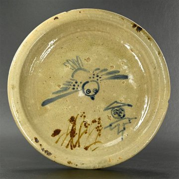 【永】d018【兵庫県の図書館や博物館の館長を歴任された歴史研究家遺族委託品】江戸時代　可愛い図案の石皿　名品