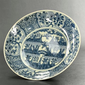 【永】d021【兵庫県の図書館や博物館の館長を歴任された歴史研究家遺族委託品】明時代彰州窯 呉須染付大皿