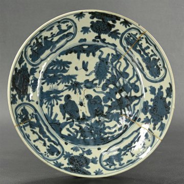 【永】d022【兵庫県の図書館や博物館の館長を歴任された歴史研究家遺族委託品】明時代彰州窯 呉須染付大皿