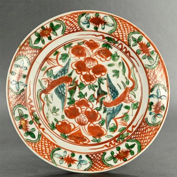 【永】d077【兵庫県の図書館や博物館の館長を歴任された歴史研究家遺族委託品】中国明時代彰州窯 呉須赤絵皿