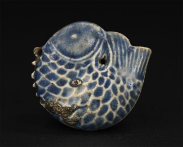 【永】c061【兵庫県の図書館や博物館の館長を歴任された歴史研究家遺族委託品】韓国朝鮮美術李朝時代李朝魚型瑠璃染付水注希少美品優品