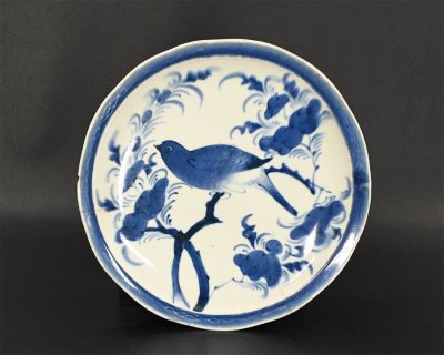 【永】c141【兵庫県の図書館や博物館の館長を歴任された歴史研究家遺族委託品】古伊万里　伊万里染付　花鳥紋皿　江戸時代