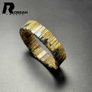 上品EU製 定価34万円★ROBEAN・太陽花タイチンルチルバングル★黄金針水晶 ゴールド ブレスレット パワーストーン 16*5.9*5.6mm M1008632