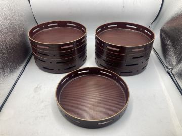 今回限り　溜め　縁金　9客　八寸盆　前菜盆　金塗り　日本料理　懐石料理　今回限り最後の在庫