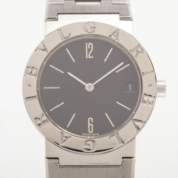 ■ 1円 ～ 中古品 参定41.8万■ BVLGARI ブルガリ ■ ブルガリブルガリ BB30SSD ■ クォーツ ブラック 黒 シルバー ボーイズ ユニセックス