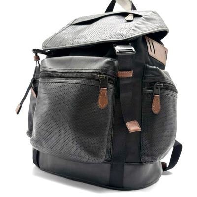 1円◆美品/大容量/最高級◆ COACH コーチ パンチング レザー 本革 トレックパックリュック バックパック ビジネス 旅行 A4可