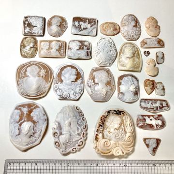大量!!〔シェルカメオおまとめ308.3g〕d 約1541.5ct ルース 裸石 shell cameo ブローチ 貴婦人 彫刻 アンティーク 作家物 w3ま134