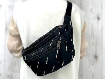 極美品 BALENCIAGA バレンシアガ ボディバッグ ウエストポーチ バッグ ナイロン 黒 メンズ 93263