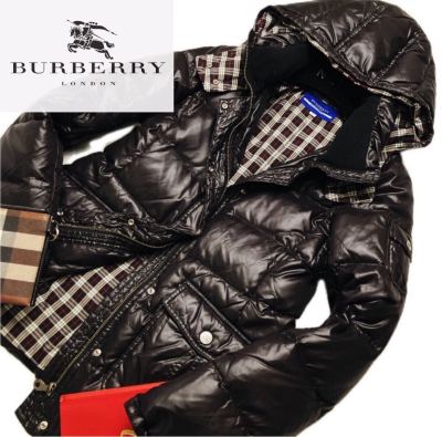 j10 超美品!!!ボリュームダウン●BURBERRY BLUE LABEL●最高級ダウン80% ジャケット バーバリーコートレディース 40 極艶感 チェック柄