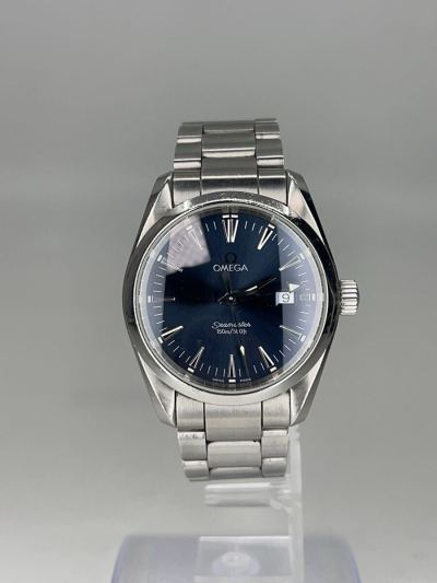 a2 OMEGA オメガ シーマスター アクアテラ 2518.08 クォーツ ネイビー シルバー 電池交換済み 動作品 