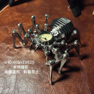 スチームパンク風 クモ型 卓上時計 金属製 インテリア 置き物 アート雑貨 ユニークギフト