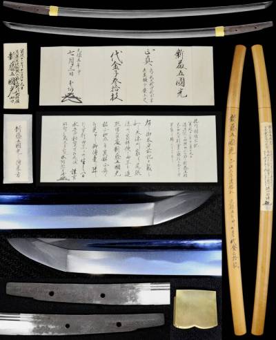 尾張徳川家伝来『新藤五国光 正和三年』将軍家より拝領した清湛院輿入道具 本阿弥光常折紙 水戸家当主徳川圀順鞘書 本阿弥日洲添状