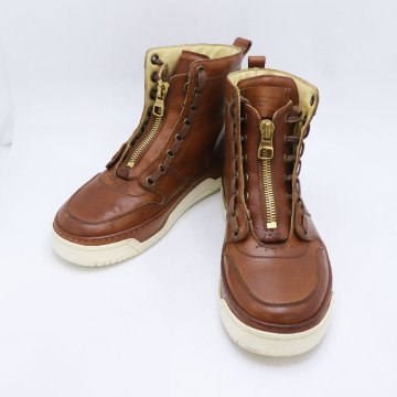 1円～ Dunhill ダンヒル センタージップ ブーツ DU18F1308F5 ブラウン ＃40 約25㎝ ハイカット 靴 高級レザー メンズ 中古 送料無料！！