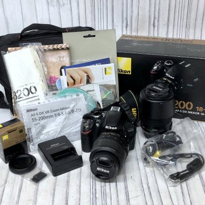 m001 I(100) 美品 Nikon D3200 デジタル一眼レフカメラ DX AF-S NIKKOR 18-55mm F3.5-5.6G / DX AF-S NIKKOR 55-200mm F4-5.6G ED Wズーム