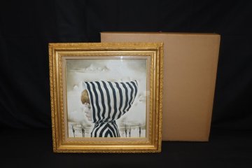 【江】松樹路人『頭巾の子供』油彩画 模写 サイン有 約62.3㎝&times;62.3㎝ 古美術品(人物画額装絵画アートコレクション)XZ498 CDTifji DTDBmmcn