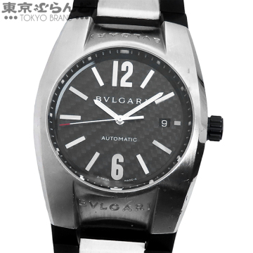 241001028439 1円 ブルガリ BVLGARI エルゴン EG40S ブラック SS ラバー カーボン文字盤 デイト オートマチック 腕時計 メンズ 自動巻