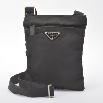 1円～ 美品 PRADA プラダ ショルダーバッグ ナイロン ブラック 三角ロゴプレート サコッシュ ミニバッグ ポーチ 鞄 /071120-116/a.d