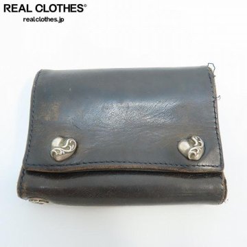 CHROME HEARTS/クロムハーツ 3FOLD/3フォールド レザー ウォレット/ハートボタン /UPK